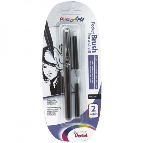 PENNARELLO PENTEL BRUSH NERO + 2 REFILL