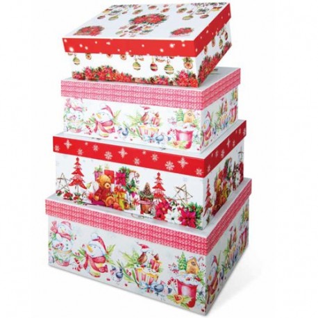 SET 4 SCATOLE BIANCO NATALE - 61860