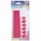 CANDELE STELO 6PZ CON SUPPORTO FUXIA -