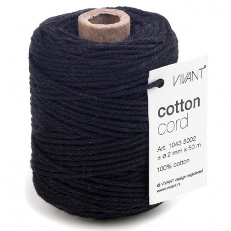 NASTRO COTTON CORD 50MX2MM NERO  -