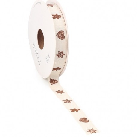 NASTRO GINGERBREAD 15MX15MM PANNA  -