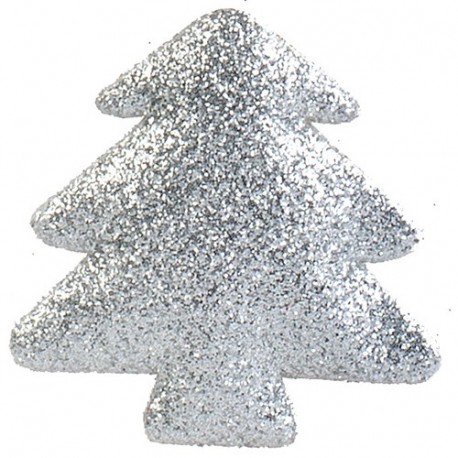 SET 6 ALBERI GLITTER ARGENTO ADESIVO  -