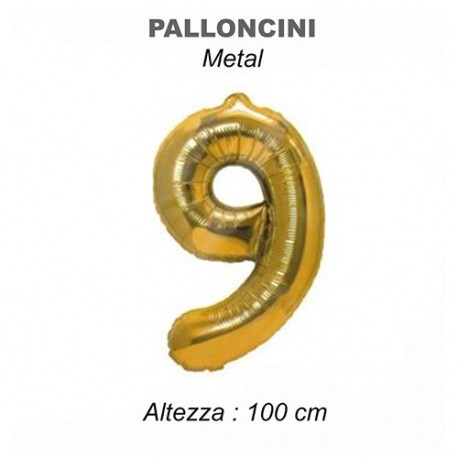 100CM PALLONCINO MYLAR ORO NUM. 9  -