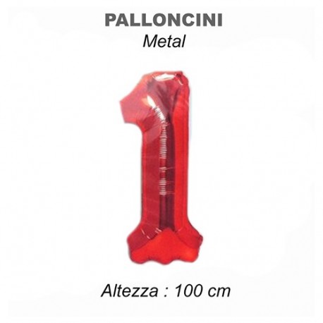 100CM PALLONCINO MYLAR ROSSO NUM. 1  -