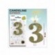 CANDELE GLITTERATE ORO 8CM N.3  -