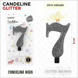 CANDELE GLITTERATE NERE 8CM N.7  -