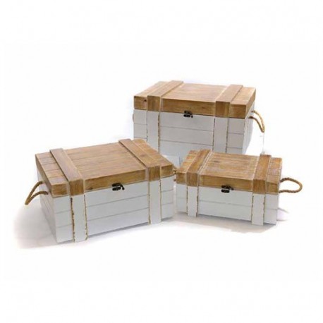 SET 3 BAULI "SUITCASE" IN LEGNO - 14343