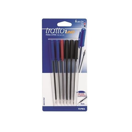 PENNE TRATTO 1 ASSORTITE BLISTER 6PZ