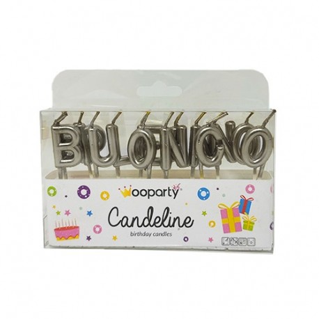 CANDELINE B. COMPLEANNO ARGENTO 14PZ 8CM