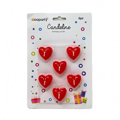 CANDELINE PARTY CUORE 6PZ 3CM