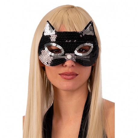 MASCHERA GATTINA NERA IN PLASTICA CON PA