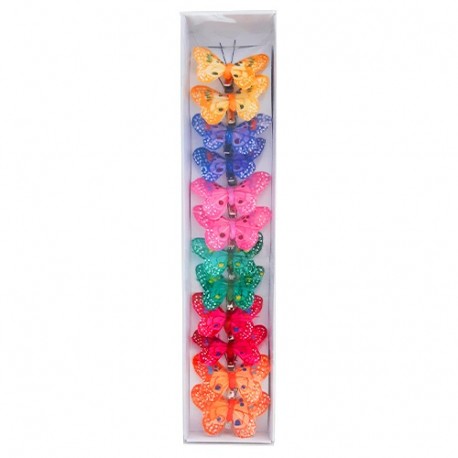 FARFALLA SU CLIP 6CM /12PZ ASSORTITA  -