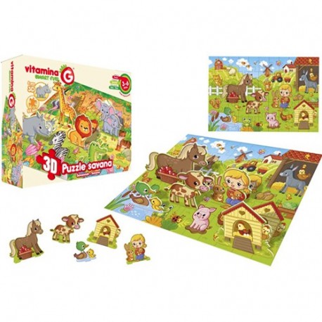 PUZZLE 2 ASS FATTORIA/SAFARI 55PZ 5FORME