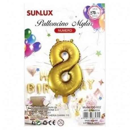 PALLONCINO MYLAR *9* ORO 70CM  -