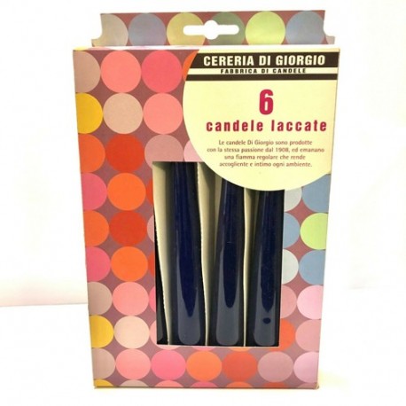 CANDELE CONICHE LACCATE BLU 20CM 6PZ