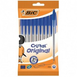 PENNE CRISTAL BLU P/M BIC POUCH 10PZ