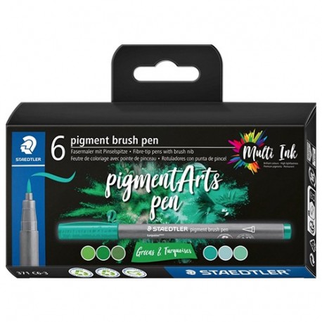 PENNE STAEDTLER PIGMENT BRUSH 6PZ GREENS